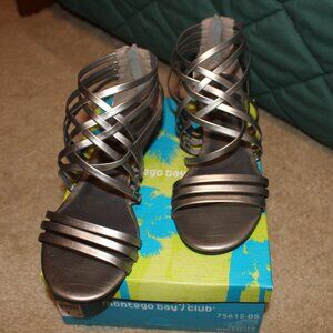 Montego Bay Club Metallic Silver Gladiator Sandals Size - 7